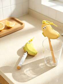 Cute Banana-Shaped Toothbrush Head Storage Box, Dust-Proof And Portable, With Lanyard And Hook. Its Dual-Compartment Design Can Store Manual Toothbrushes And Electric Toothbrushes Simultaneously, Suitable For Home Bathroom, Business Travel, Camping, Tourism And Other Occasions. - Multicolor - View 8