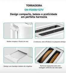 Torradeira Elétrica 2 Fatias 650W Aquecimento Rápido 7 Níveis - Plugue Brasil (127V/220V) - Visão 5