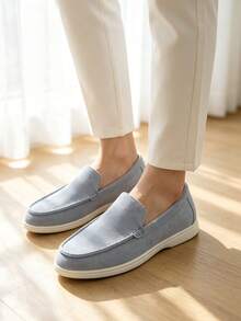 Classic Designer Men's Moccasin Shoes, Luxury Suede Loafers, Soft Dress Shoes, Suitable For Daily Office, Party, Wedding, Romantic Dinner - Baby Blue - View 4