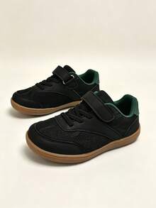 1 Pair Boys' Wide Toe Box Barefoot Athletic Shoes, Convenient Hook And Loop Design, Casual Versatile, Suitable For Outdoor Wear - Black - View 5