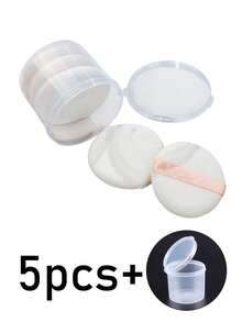 5pcs Makeup Powder Puff Set, Facial Sponge Powder Puff, Loose Powder Puff, Pressed Powder Puff, Soft Flocked Fabric, With Ribbon Hanging Strap, Home, Dorm, Travel, Back To School, Holiday Gift, Makeup Beginner, Beauty Enthusiast, Professional Makeup Tool, Washable, Portable - Multicolor - View 7