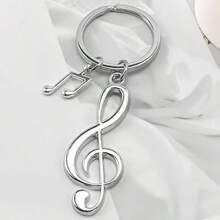 1pc Creative Simulated Musical Note Earphone Keychain, Fashionable Music Small Gift Pendant, Metal Musical Note Key Ring, Gift For Friends And Besties - Silver - View 5