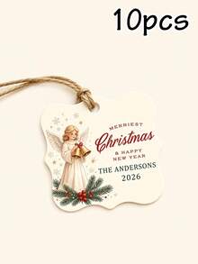 LICVIC Custom Christmas Gift Tags With Family Name, Personalized Holiday Greeting Card Tags, Cozy Winter Christmas Decor, Customized New Year Gift Labels, Customizable Hanging Present Tags, Christmas Party Decor, Holiday Gift Wrap Accent, Home Decor - Style E - View 7