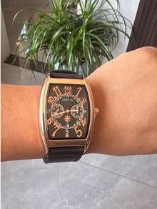 European And American Style Barrel-Shaped Large Dial Mechanical Watch Men's Fashion Simple Personalized Hollow Out Fashion Watch Men's Watch - Black - View 11