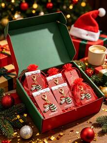 15pcs/1pc Christmas Theme Keychain Gift Set, Christmas Tree & Christmas Stocking Design, Suitable For Christmas Party Favors, Backpack Or Earphone Charms, Dinner Party Gifts, New Year Party Gifts, Winter Theme Party Souvenirs - One Size Fits All - View 2