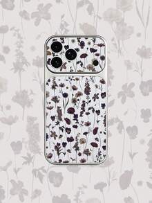 1pc Silver Colorful Tree Branch & Flower Pattern Full Coverage Lens Protection Anti-Drop Anti-Collision Personalized Phone Case Compatible With Iphone 16 Pro Max/17/16/15/14/13/12/11/Air - Multicolor - View 1