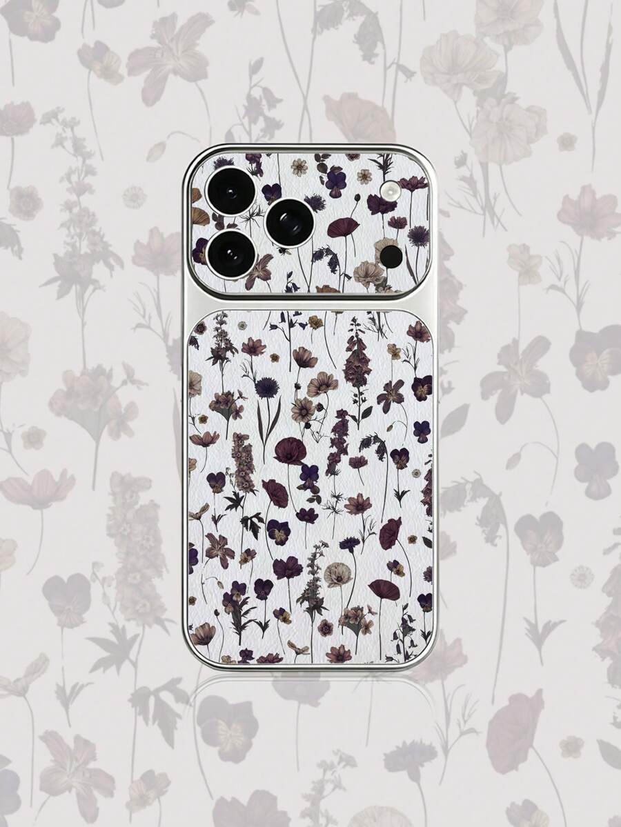 1pc Silver Colorful Tree Branch & Flower Pattern Full Coverage Lens Protection Anti-Drop Anti-Collision Personalized Phone Case Compatible With Iphone 16 Pro Max/17/16/15/14/13/12/11/Air - Multicolor - View 1