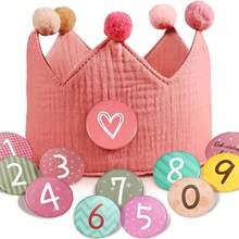 1pc Customized Name Birthday Crown Hat, Reusable Fabric Party Crown With Number Badge, Pom Pom Decoration Adjustable Birthday Party Hat, Suitable For Toddler Children Birthday Celebration, Holiday And Daily Photo Prop Gift - Multicolor - View 10