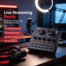 Live Sound Card USB Audio Interface, Voice Changer Mixer For Live Streaming & Gaming, Podcast Recording Sound Board, Compatible With Phone/PC, DJ Audio Console For Karaoke,Portable Audio Devices Are Used For Streaming Media,Weddings And Outdoor Use - one-size - View 2