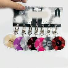 friendsheep 1pc Random Color BT-S Acrylic Keychain, K-Pop Merchandise, Vinyl Record Shaped Pendant, V All Members Names, Fan Support Collection Accessory, Bag Charm, Halloween Gift, Perfect Gift - Multicolor - View 3