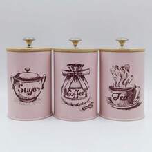 3pcs Sugar, Tea, And Coffee Canisters, Dust-Proof Bamboo Lid Containers, Multi-Functional Storage Boxes, Home Decor Jars, Mason Candle Jars, Pink Tea And Coffee Additive Containers With Lids, Kitchen Supplies - View 5