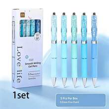 5pcs Gradient Color Neutral Pen Set, Includes 5 Pens + 10 Refills, 0.5mm Steel Nib Quick-Dry Retractable Pens, Suitable For School And Office Cute Aesthetic Writing - Gradient Gel Pen Set - View 12