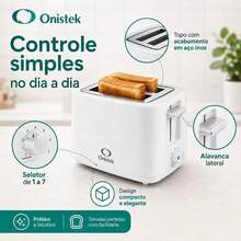 Torradeira Elétrica Onistek 2 Fatias 720W 127V 7 Níveis de Tostagem com Bandeja de Migalhas ON-FE408 - Multicolorido - Visão 4