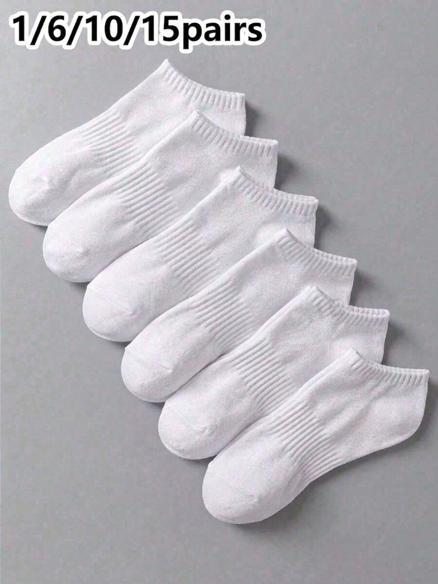 10 Pairs Neutral Solid Color Cotton Short Socks, Soft Breathable Casual Sports Socks, Suitable For Daily Wear - Multicolor - View 1