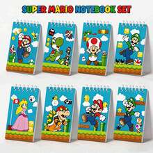 SUPER MARIO BROS. 1set/8pcs Classic Game Cartoon Coil Small Notebook Set, With Multiple Cute Character Covers, Portable And Small, Suitable For Taking Notes On The Go, Is A Super Practical Holiday Gift For Boys And Girls. (Stochastic Style) - Multicolor - View 3