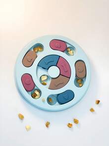 1Pc Rotatable Pet Puzzle Feeder, Multicolor Sliding Cover Dog Slow Feeding Treat Dispensing Toy, Interactive Brain Training Game Bowl For Small Medium Dogs Cats Relieve Boredom - Multicolor - View 13