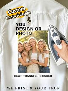 Custom Photo Transfer Decal, Personalized Image & Text Patch For T Shirts, Hoodies, Tote Bags, Pillows & Fabric Decor, Minimalist DIY Style, Customized Clothing Decoration, Customizable Creative Gift, Birthday Gift, Father's Day Gift, Holiday Gift - Multicolor - View 6