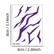 8 Sheets Purple Abstract Thorn Temporary Tattoo Stickers, Long-Lasting Easy To Apply Waterproof Cool Geometric Line Face Neck Arm Body Decals For Music Festival Cyberpunk Cosplay Night Club - Purple - View 7