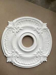 PU Decorative Ceiling Medallion, For Light Fixtures And Ceiling Fans, White - A - View 1