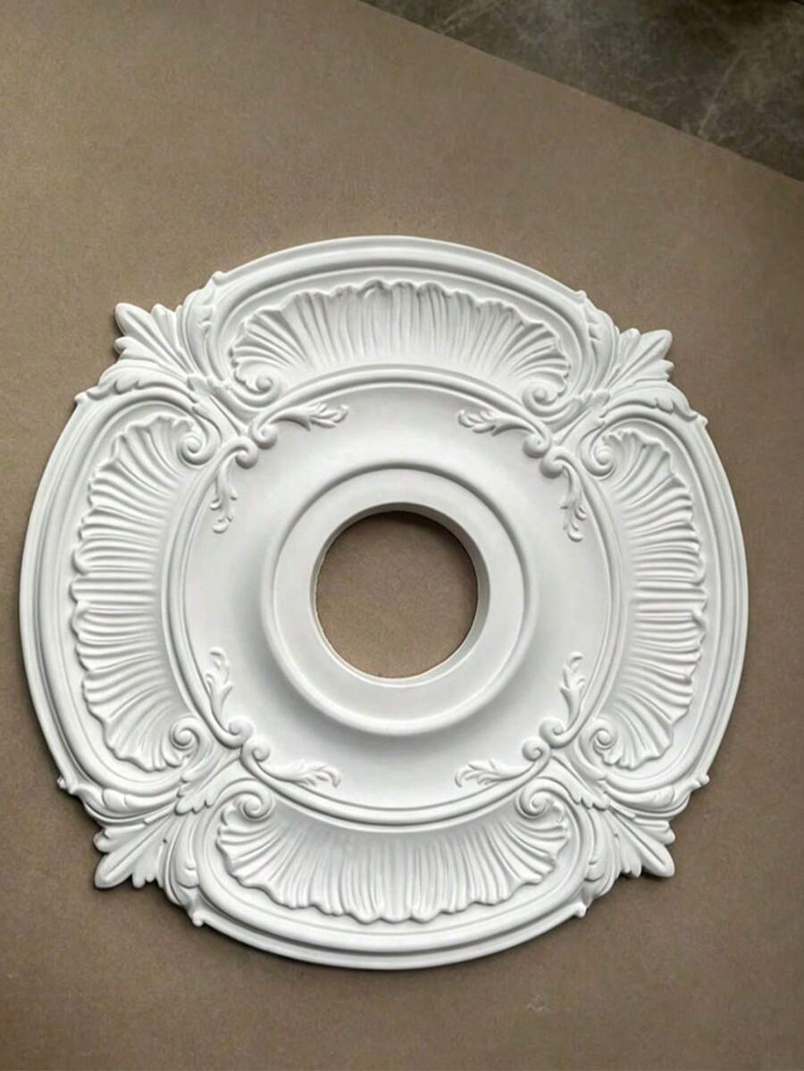 PU Decorative Ceiling Medallion, For Light Fixtures And Ceiling Fans, White - A - View 1