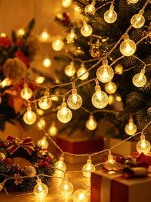 1 Peça Luzes de Natal LED 10/20/40/80 1,5/3/6/10m Luzes de Atmosfera para Camping ao Ar Livre Lâmpadas Pequenas Luzes para Toldo Tenda Barraca Luzes Coloridas Piscantes Céu Estrelado Luzes de Bola de Bolha Caixa de Bateria Luzes de Corda - Cordões de luzes de bolha - Visão 3