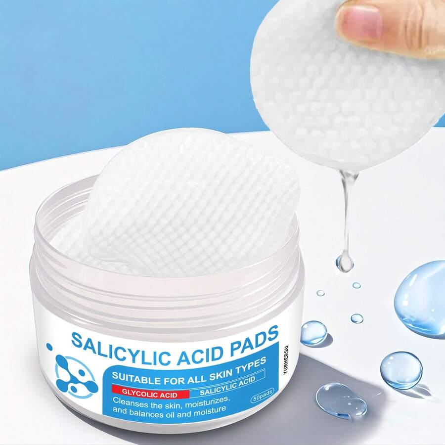 YURHERSU PC473 Salicylic Acid Cleansing Pads, For Deep Cleansing And Exfoliation, Oil Control And Refreshing Skin Care Pads, 50pcs/Pack