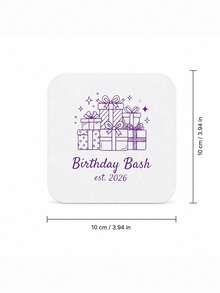 Personalized Name And Year Coaster, Custom Text Drink Coaster With Line Art Party Design, Custom Beverage Coaster, Birthday Party Table Decor, Celebration Drink Mat, Coffee Coaster, Birthday Gift For Friends, Family, Party Hosts And Guests. - Multicolor - View 67