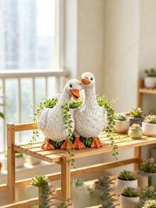 1pc Resin Couple Duck Home Decor Yard Balcony Small Flower Pot Planter - Regular Model - View 2