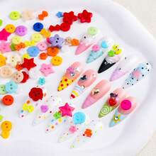 1 Kotak Hiasan Kuku Kancing Warna-warni Y2K, Kancing Campuran, Bintang, Bunga, Dekorasi Kuku Lucu, Aksesoris Manikur Dopamin, Seni Kuku DIY untuk Kuku Gel, Kuku Tempel, Penggunaan Salon Rumahan - MultiWarna - View 6