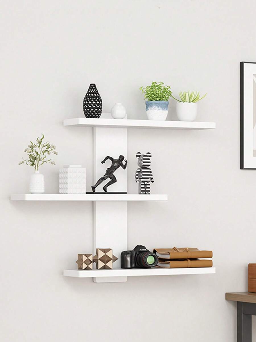 1pc No-Drill Wall-Mounted Storage Rack, Wall Shelf, Figure Display Stand, Craft Display Rack, Suitable For Bathroom, Living Room, Bedroom And Kitchen, Can Be Used To Store Books And Decorate Room - Multicolor - View 1