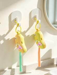 Cute Banana-Shaped Toothbrush Head Storage Box, Dust-Proof And Portable, With Lanyard And Hook. Its Dual-Compartment Design Can Store Manual Toothbrushes And Electric Toothbrushes Simultaneously, Suitable For Home Bathroom, Business Travel, Camping, Tourism And Other Occasions. - Multicolor - View 4