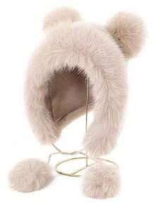 New Cute Plush Ball Design Cat Ear Bucket Hat For Women, Warm Outdoor Casual Cute Hat - Multiple Styles - View 10
