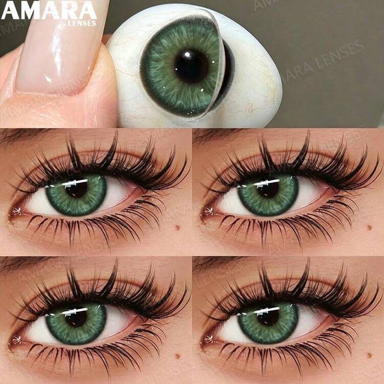 AMARA 1對彩色隱形眼鏡 棕色 Colorcon 隱形眼鏡 化妝用藍色彩色隱形眼鏡 年用 - 綠色 - 查看 9