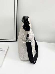 Premium Texture Large Capacity New Fashion Autumn/Winter Padded Shoulder Bag Commuter Casual Tote Bag - White - View 8