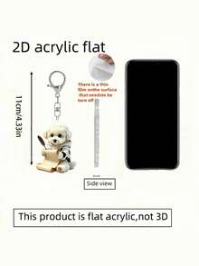 Cute 2D Flat Acrylic Letter Writing Puppy Keychain, Bag Accessories, Car Keychain Accessories, (Accessories Are Flat, Not 3D) Valentine's Day, Back To School, Christmas, Easter, Birthday - Multicolor - View 10