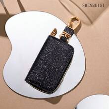 AD 1PC Car Key Bag Remote Control Key Chain Anti Lost Buckle Shiny Leather Decoration Men's And Women's General Motors Hanging Decoration Key Protection Cover Storage Bag - PU Key Pouch - View 12