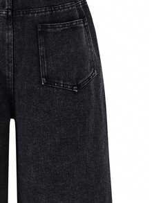 Tween Girl Fashion Straight Leg Lightweight Washed Denim Jeans - Black - View 5