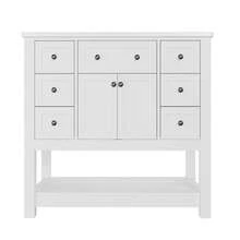 Bathroom Vanity Made Of Wood With 6 Drawers With Storage Foldable White - White - View 5