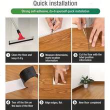 25pcs Wood Grain Long Strip PVC Self-Adhesive Floor Stickers, Thick Wear-Resistant Home Whole House Concrete Floor Renovation, Rental & Commercial Use - Floor Stickers 25pcs - View 4