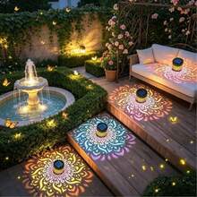 Mandala Solar Fence Light, Outdoor Projection Wall Lamp, Colorful Mandala Themed Design, LED Solar Light, Suitable For Garden, Patio, Stair Lighting, Yard, Backyard And Front Door Decoration, Christmas - Solar Projector Light - View 6