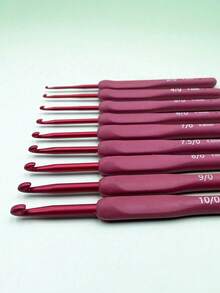 9pcs Crochet Hook Set, Red Soft Handle, Bright Colors, Suitable For Beginners And Professional Knitters, Perfect For DIY Crafts, Durable Yarn Knitting Needles, Gift For Mother Or Wife - Multi-color - View 6