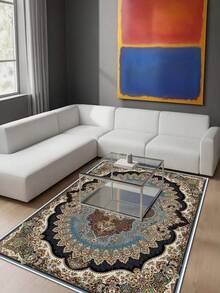 Digitally Printed Non-Slip Washable Runner And Area Rug Living Room Carpet, Modern Design | Modern, Scandinavian, Bohemian And Classic Styles | 100% Polyester - Blue - View 3