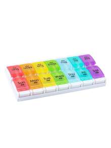 Weekly Pill Box | 2 Times Per Day Easy Open | Travel Pill Case With Button Pop-Open Design | Suitable For Vitamins And Supplements (Double Row With Tray) - Multicolor - View 9