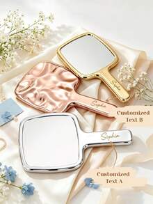 Custom Engraved Handheld Mirror, Personalized Name Makeup Mirror, Personalized Bridal Party Gift, Wedding Favor, Vanity Mirror, Gift For Her, Personalized Mirror, Custom Name Mirror, Handheld Mirror, Portable Mirror, Bridesmaid Invitation - Multicolor - View 8