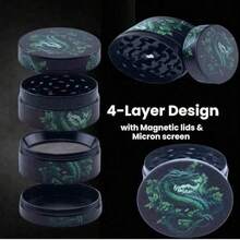 Premium Zinc Alloy Grinder - 50mm UV Printed Forest Green Dragon Pattern, High-Efficiency Spice Grinder, Herb Crusher, Suitable For Daily Use, Exquisite Gift For Men And Women, Christmas Gift Choice, Best Gift Option - View 1