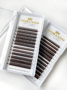 CoMango 12排棕狐色5D Y型睫毛接片 C/D 柔霧感 0.07mm 貓眼預製睫毛扇 8-14mm 自動花睫毛 柔軟自然妝感 - 棕色 - 查看 7