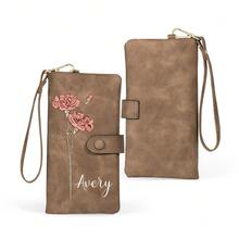1 buah Dompet Bunga Kelahiran yang Dipersonalisasi, Dompet Panjang Kulit PU dengan Nama Kustom, Dompet Clutch Wanita dengan Resleting, Gaya Retro, Hadiah untuk Ibu, Istri & Teman - MultiWarna - View 13