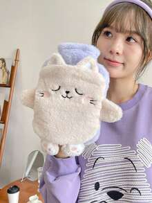 Unisex Cartoon Flocked Hot Water Bottle, Large Capacity, Refillable ...