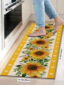 1/2pcs Autumn Sunflower Pattern Vintage Diatomaceous Earth Bath Mat, Super Absorbent, Non-Slip, Perfect For Bathroom, Kitchen And Dining Room, Quick Dry, Ideal Home Decor And Bathroom Mat Gift, Holiday Gift! - Multicolor - View 17