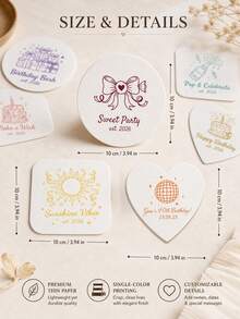 Personalized Name And Year Coaster, Custom Text Drink Coaster With Line Art Party Design, Custom Beverage Coaster, Birthday Party Table Decor, Celebration Drink Mat, Coffee Coaster, Birthday Gift For Friends, Family, Party Hosts And Guests. - Multicolor - View 3